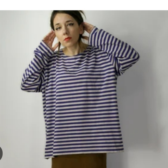 Gudren Sjoden XL Blue BeigeStriped Long Sleeve Top - Picture 8 of 13